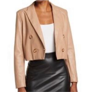 Catherine Malandrino NWT Faux Leather Cropped Jacket Toffee Size Medium
